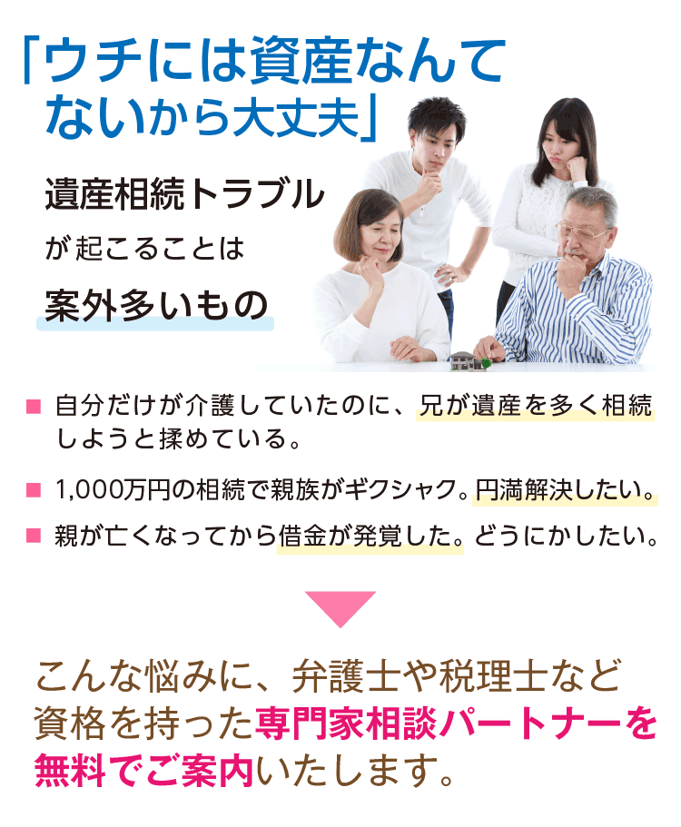 介護家族の遺産相続 相談サポート | 24時間・年中無休